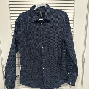 H&M Blue Casual Button Down Shirt with Long Sleeves and Slim Fit